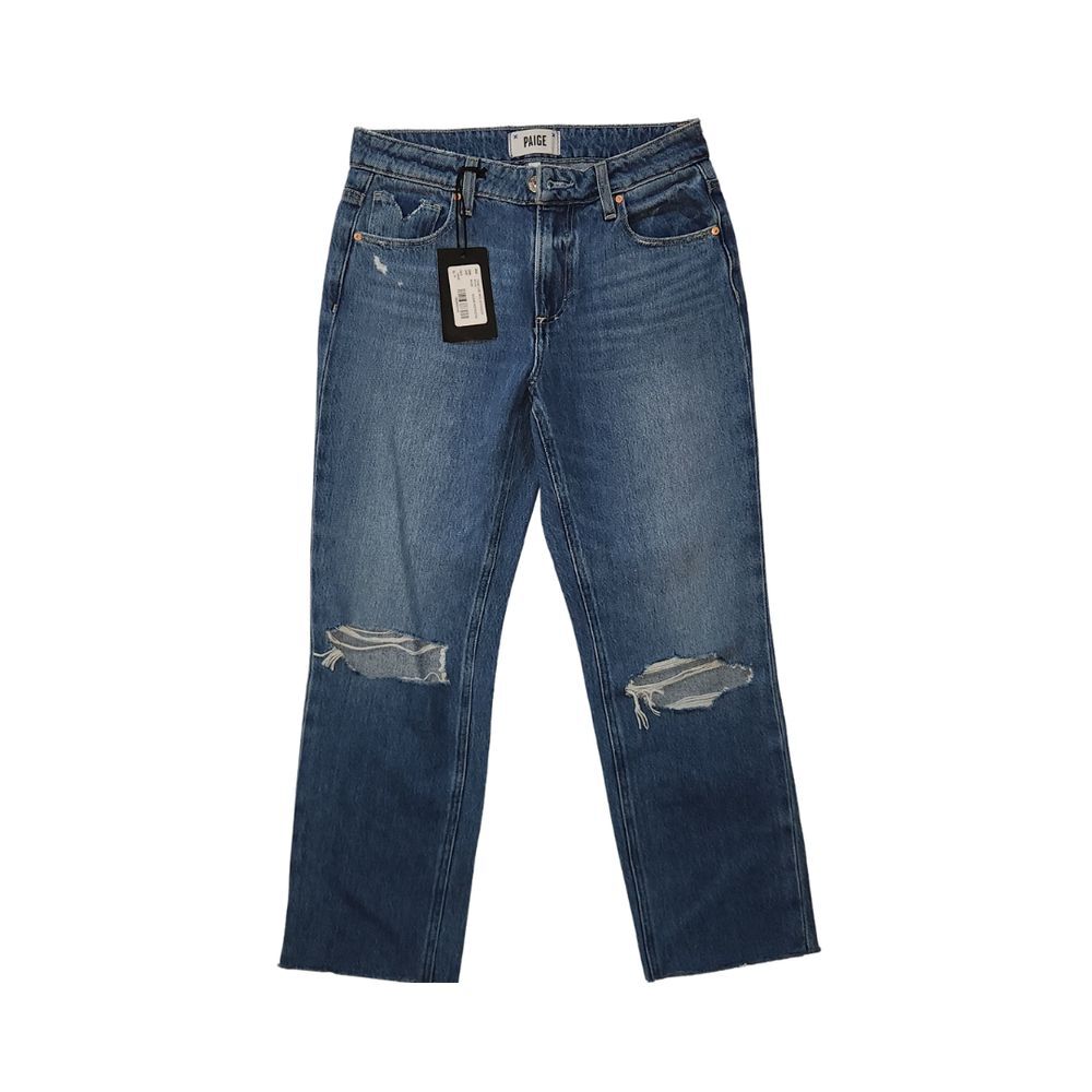 Paige Women's Noella Distressed Jeans Mid Rise Relaxed Straight Leg Size 25